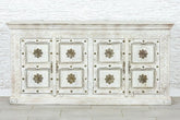 Antique Brass Work Solid Wood 4 Door Sideboard White 16